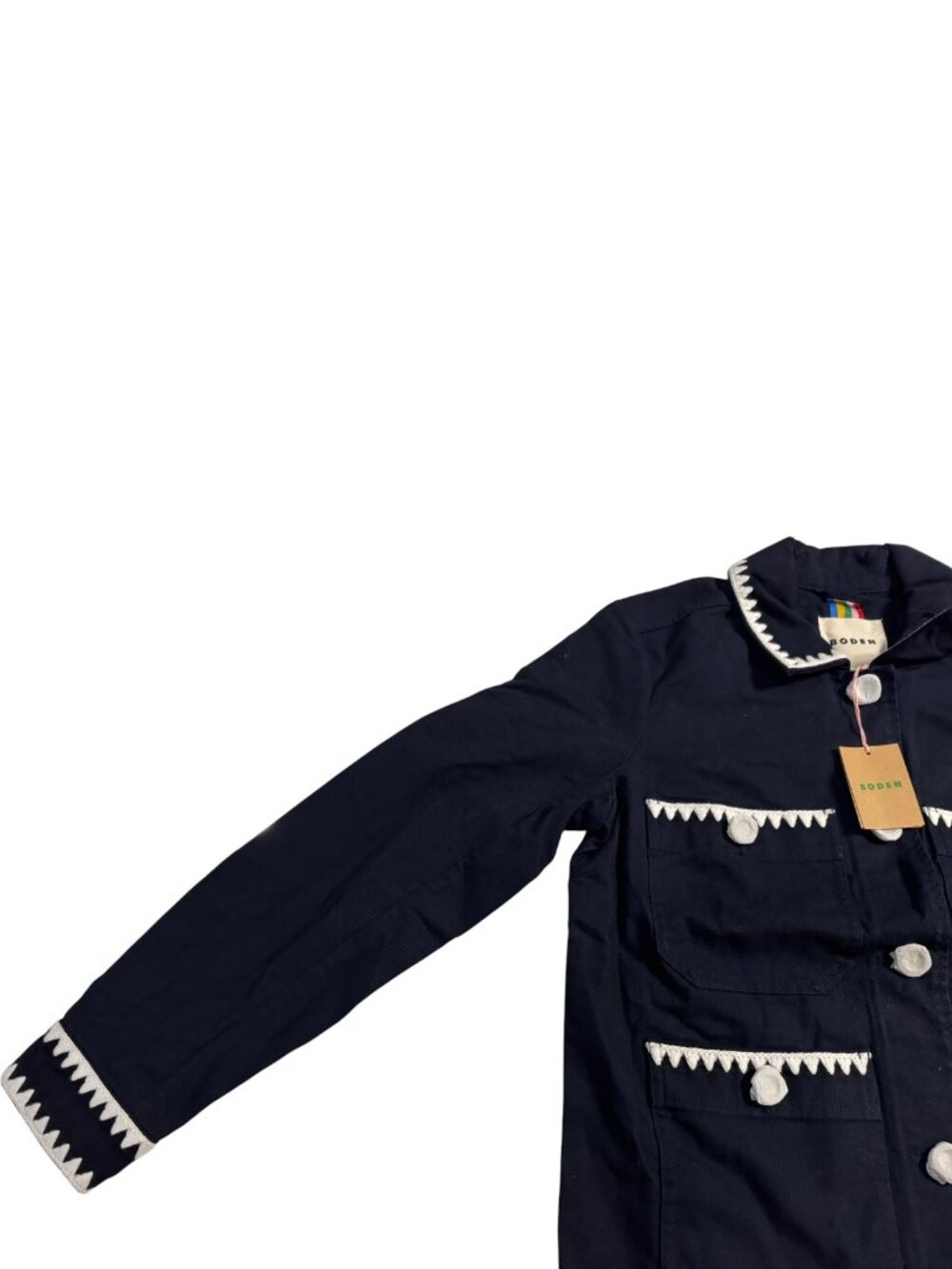 Boden Embroidered Utility Jacket Navy White Women's US 6 NWT Workwear Coat MSRP - Picture 5 of 10